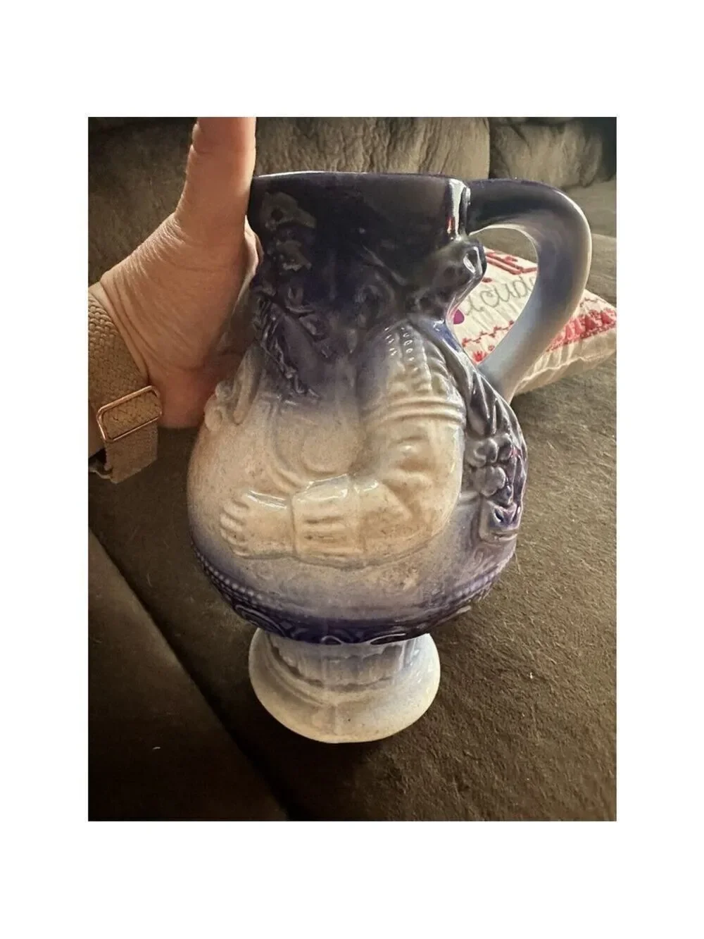 German Vintage Santa Claus Stoneware Pitcher Early 20th Century
